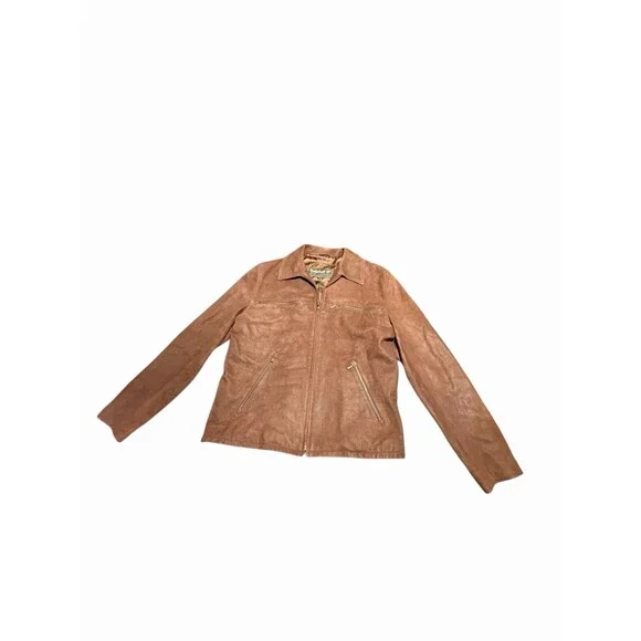Timberland Rugged Durable 100% Genuine Leather Jacket Men's Size Small Tan Brown